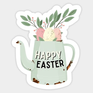 Happy Easter Greeting with Flowers Sticker